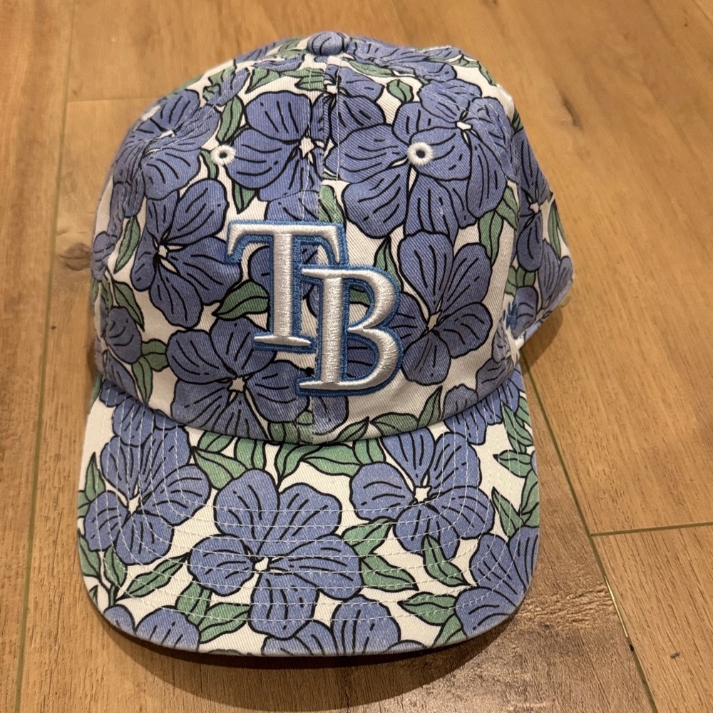 Anthropologie Blue and Green Floral Cap TAMPA BAY